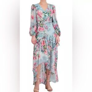 Eliza J gorgeous summer dress high-low faux wrap WORN ONCE